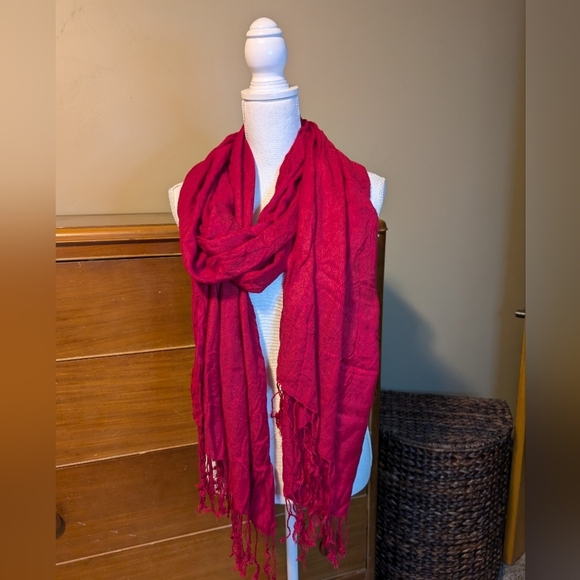 RED Modal Rectangle Blanket Scarf Extra Long - Picture 2 of 9